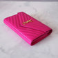 Yves Saint Laurent YSL Classic Cassandre Fuchsia Chevron Quilting Wallet on Chain Gold Hardware