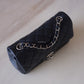 CHANEL 18B Navy Blue Caviar Quilted Rectangular Mini Flap Bag Silver Hardware