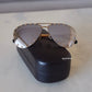 LOUIS VUITTON Gold Party Studded Mirrored Silver Lens Pilot Sunglasses Z0923U