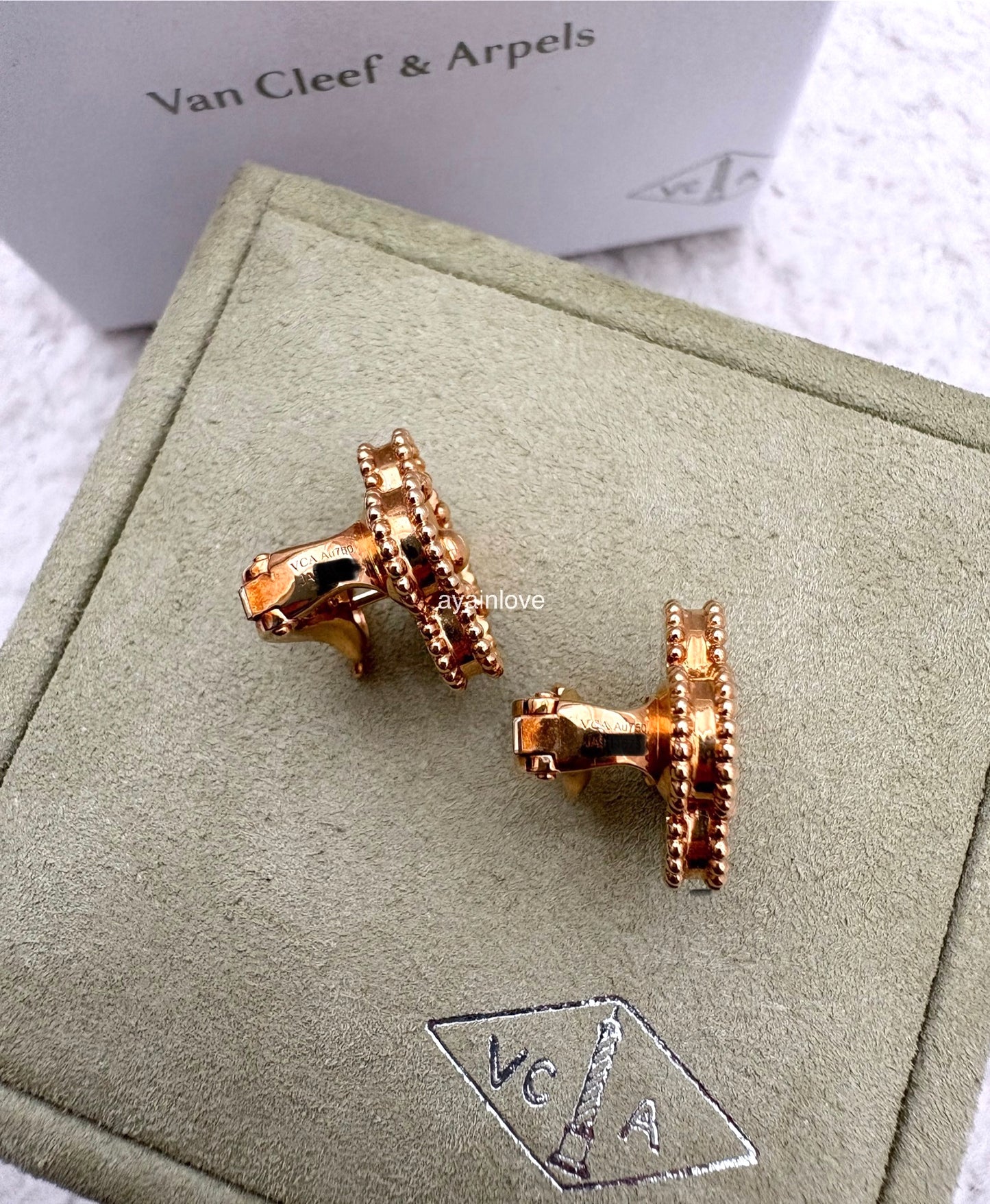 VAN CLEEF ARPELS VCA 18KT Yellow Gold Guilloche Vintage Alhambra Earrings