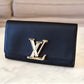 LOUIS VUITTON Black Calfskin Louise Pochette Clutch GM Bag