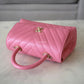 CHANEL Pink Caviar Chevron Small Coco Handle 24 cm Light Gold Hardware