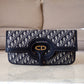 DIOR Blue Oblique Jacquard Fold Over Clutch Bag