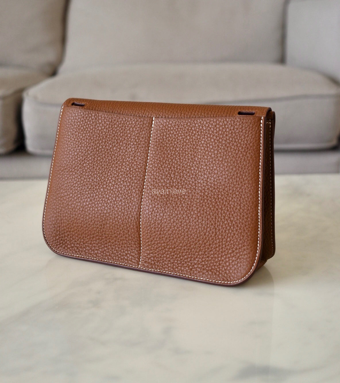 HERMES Halzan 25 Gold Clemence Palladium Hardware B Stamp