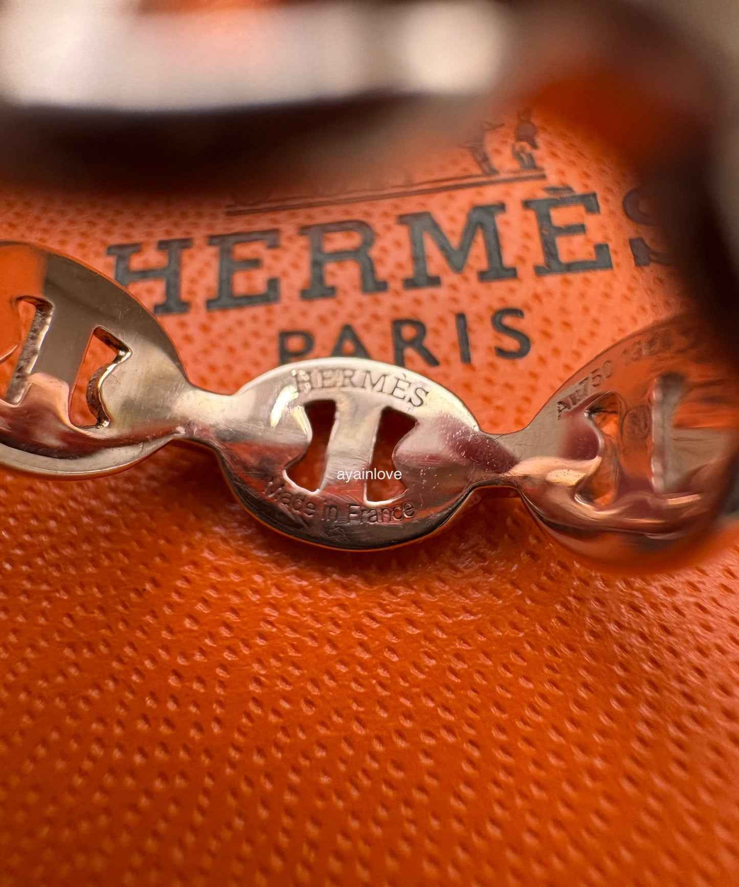 HERMES Enchaine Chaine d’ Ancre 18KT Rose Gold Small Ring Size 50
