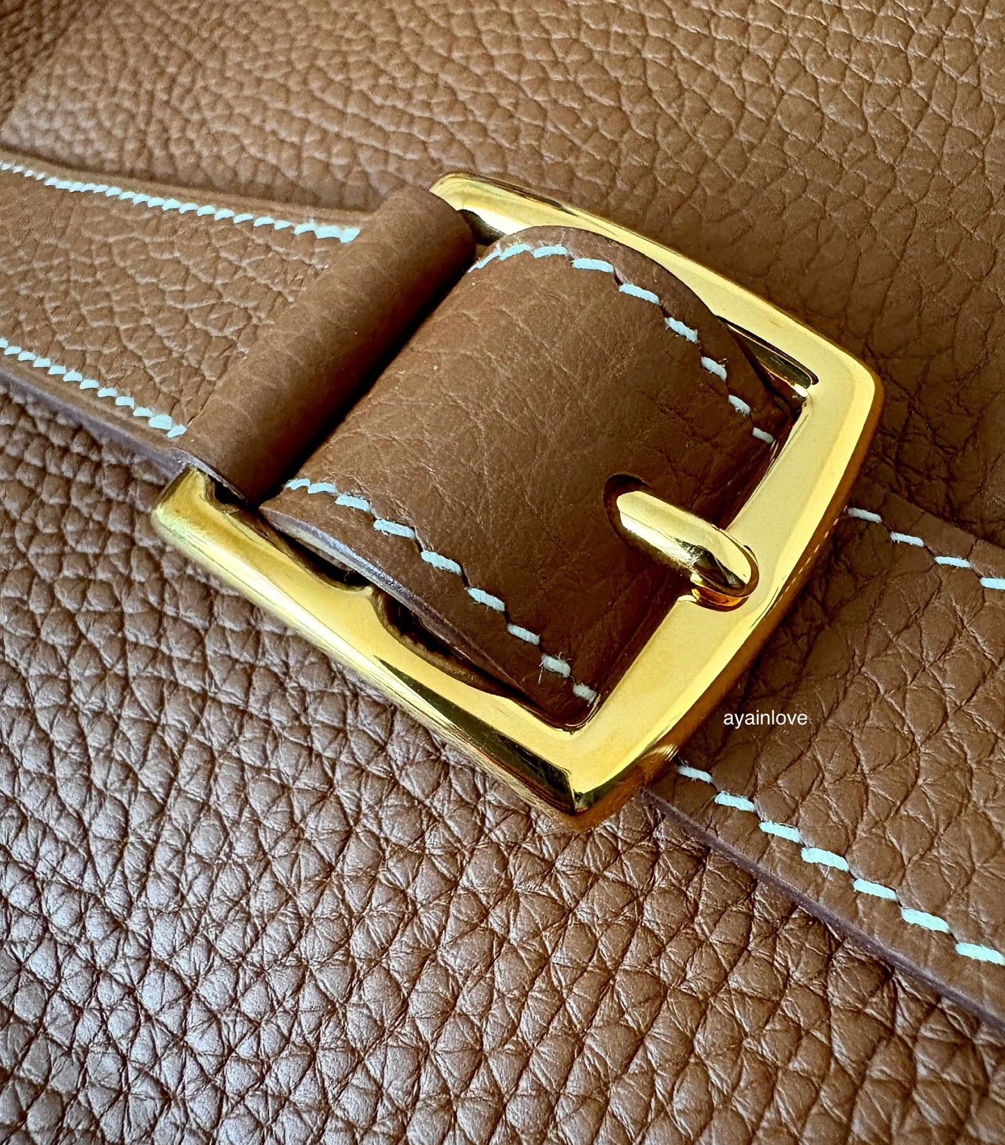 HERMES Halzan 31 Gold Clemence Gold Hardware D Stamp