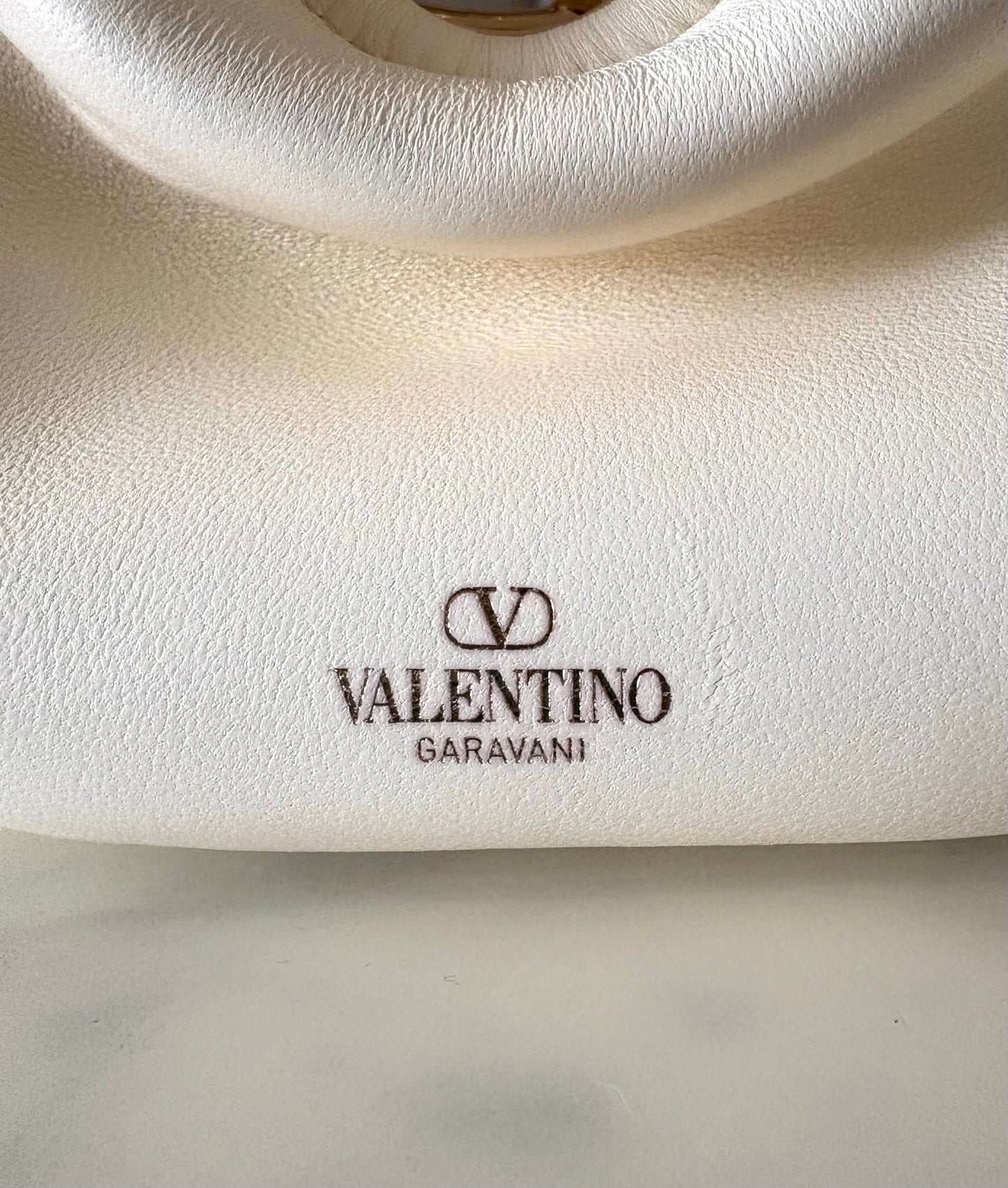 VALENTINO Vlogo Ivory Moon Zip Up Mini Hobo Bag Gold Hardware
