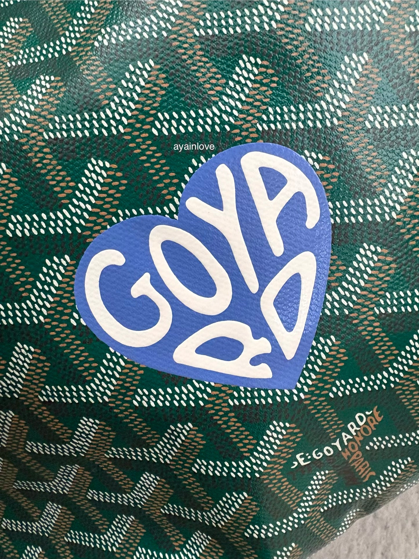 GOYARD Green Goyardine Hobo Boheme PM Bag with Blue Heart Stamp