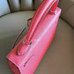 HERMES Mini Kelly 20 Pink Rose Lipstick Chèvre Mysore Palladium Hardware D Stamp