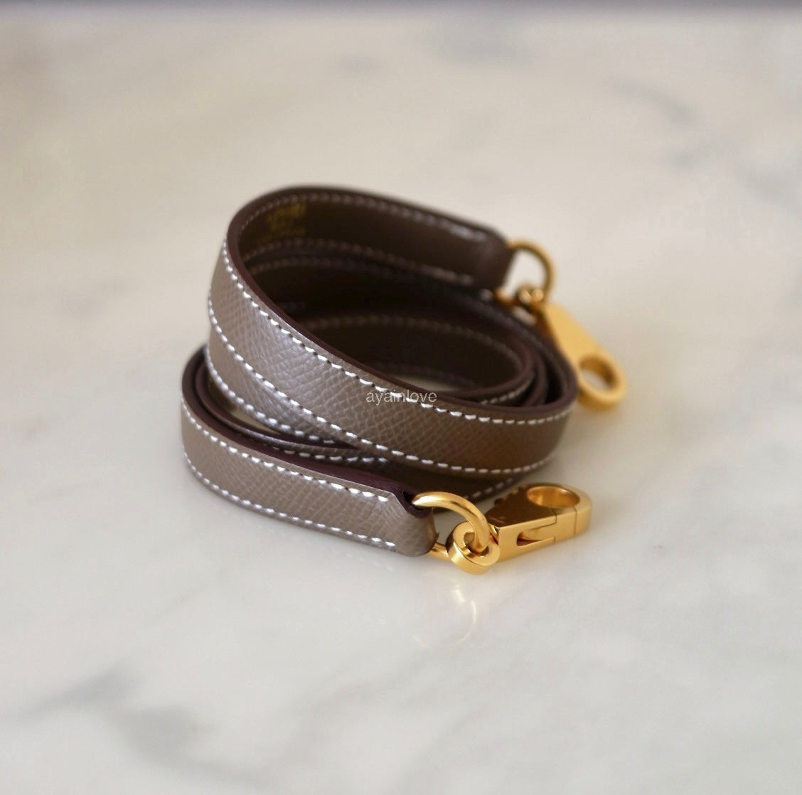 HERMES Kelly 25 Etoupe Epsom Bag Gold Hardware W Stamp