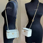 CHANEL Iridescent White Caviar Rectangular Vanity on Adjustable Chain Strap Oversized CC Gold Hardware