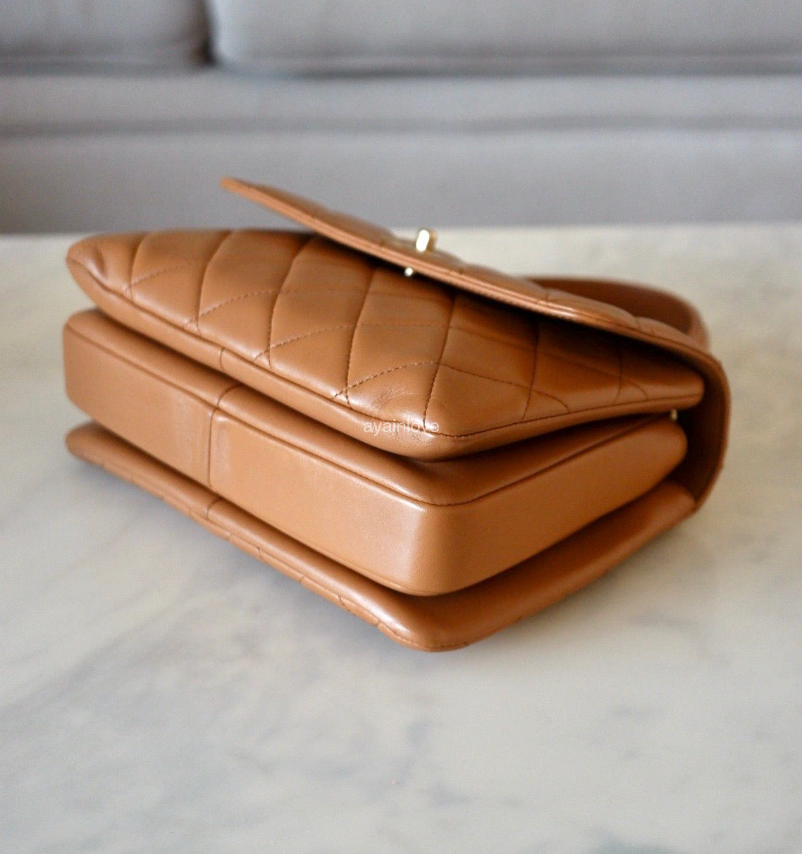 CHANEL Dark Beige Small Trendy Flap Bag Light Gold Hardware