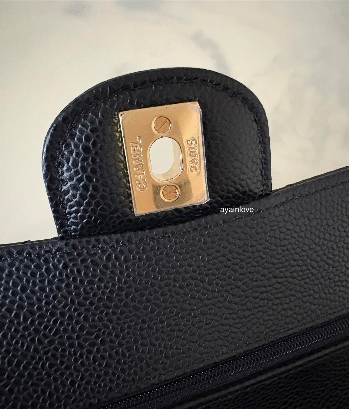 CHANEL Black Caviar Quilted Small Classic Flap Bag Gold Hardware