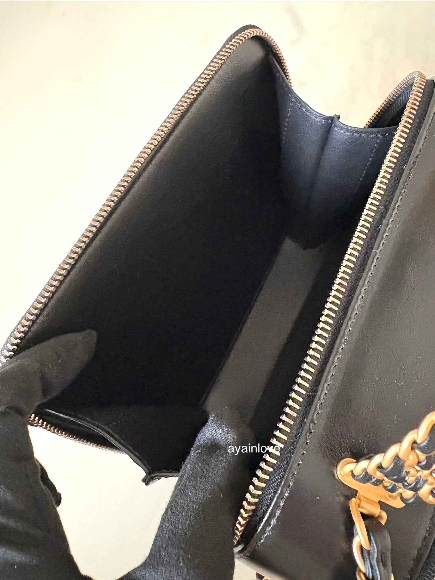 CHANEL 23S Black Lambskin Pick Me Up Quilted Vanity Case Camera Bag Gold Hardware