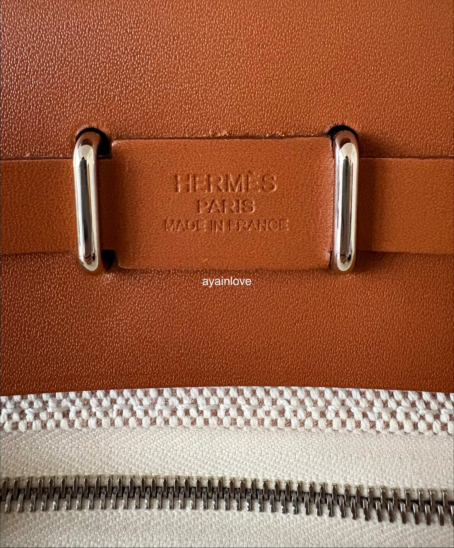 HERMES Herbag Mini Zip 20 Vache Hunter Ecru Beige/Fauve Palladium Hardware W Stamp