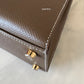 HERMES Kelly 25 Etoupe Epsom Bag Gold Hardware W Stamp