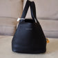 HERMES Picotin Lock 22 Black Noir Taurillion Clemence Gold Hardware K Stamp