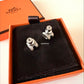 HERMES H Pop Mini Grey Maroon Glace Stud Earrings Palladium Hardware
