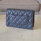 CHANEL 23K Dark Grey Caviar Camellia CC Wallet On Chain *Microchipped* Brushed Gold Hardware