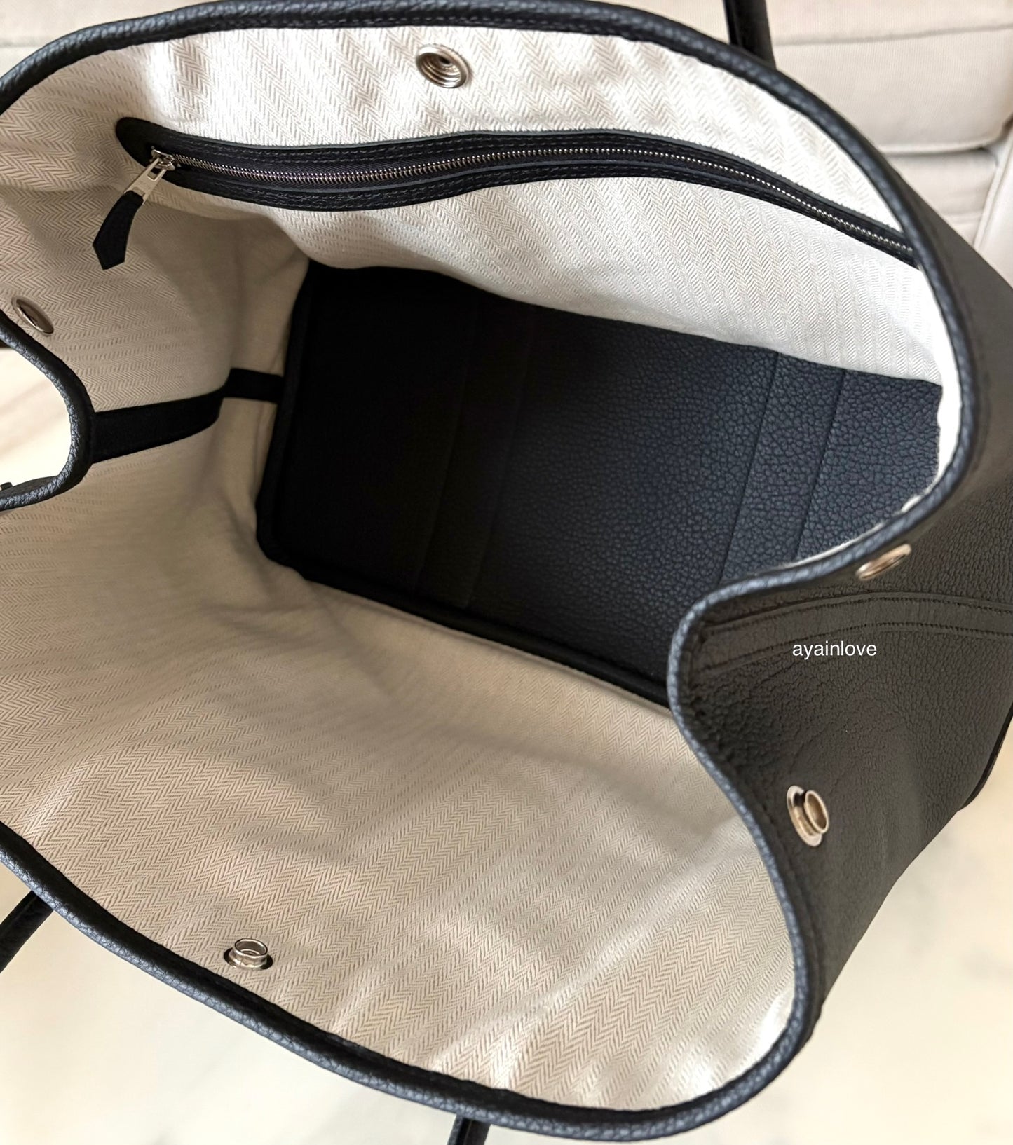 HERMES Garden Party 36 Noir Black Bag Palladium Hardware Stamp U
