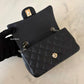 CHANEL 18B Black Caviar Quilted Rectangular Mini Flap Bag Light Gold Hardware