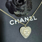 CHANEL 22B Heart Pearl Crystal CC Necklace Light Gold Hardware