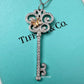 TIFFANY & CO Enchant Butterfly Key Pendant Necklace 950 Platinum White Diamonds and 18KT Rose Gold Pink Diamonds