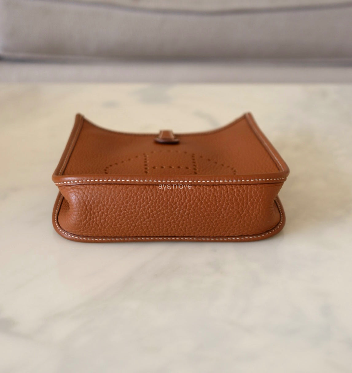HERMES Mini Evelyne TPM 16 Amazone Gold Clemence Gold Hardware Z Stamp