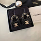 CHANEL 23C Black Classic Flap Handbag Stud Earrings Gold Hardware