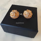 CHANEL 23C Shell CC Multicolour Crystal Stud Earrings Gold Hardware