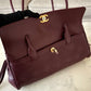 CHANEL 26S Burgundy Caviar Small Tote Urban Essential Bag Gold Hardware