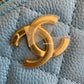 CHANEL 22S Pick Me Up Blue Caviar Top Handle Script Vanity Gold Hardware