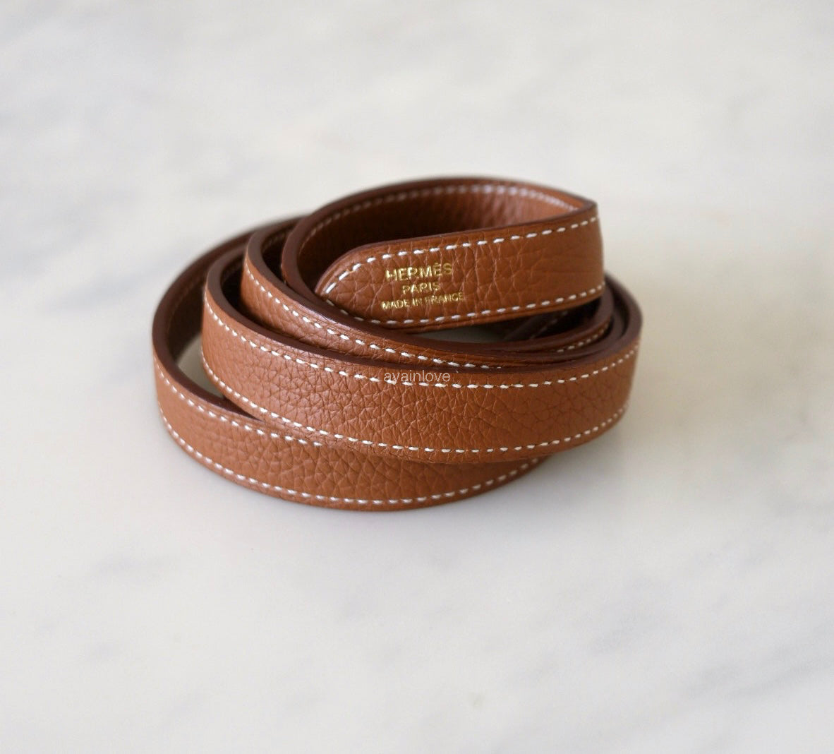 HERMES Halzan 31 Gold Clemence Gold Hardware D Stamp