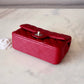 CHANEL 17B Red Caviar Quilted Classic Rectangular Mini Silver Hardware