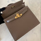 HERMES Kelly 25 Etoupe Epsom Bag Gold Hardware W Stamp