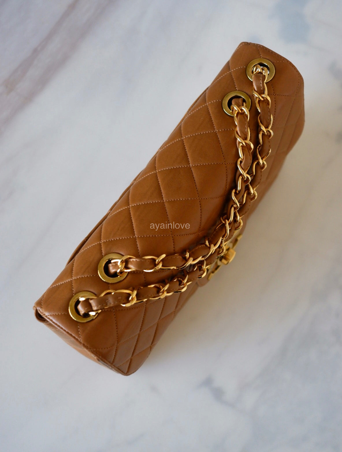 CHANEL Vintage Dark Beige Quilted Jumbo Classic Single Flap Oversized CC Bag 24KT Gold Plated Hardware Series 3