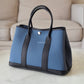 HERMES Garden Party 30 Canvas/Negonda Navy Blue/Black Bag Palladium Hardware W Stamp