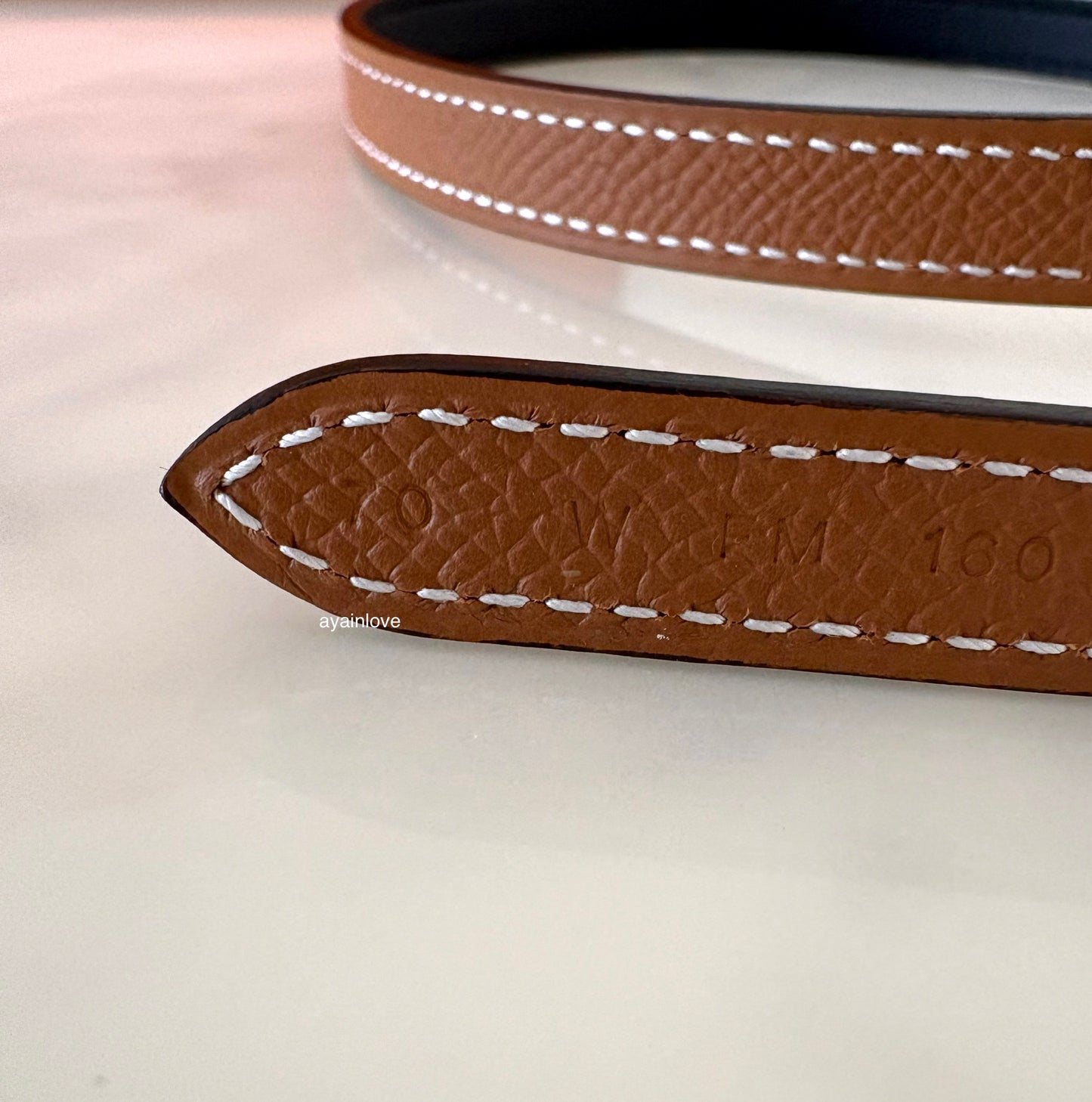 HERMES Gamma Belt Reversible Black/Gold Swift/Epsom Size 70 Rose Gold Hardware W Stamp