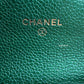 CHANEL 18S Iridescent Emerald Green Caviar XL Snap Card Holder Light Gold Hardware