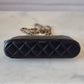 CHANEL Small Black Lambskin Zip Clutch on Chain Camera Bag Light Gold Hardware