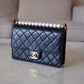 CHANEL 19S Chic Pearl Black Goatskin Flap Bag Gold Hardware