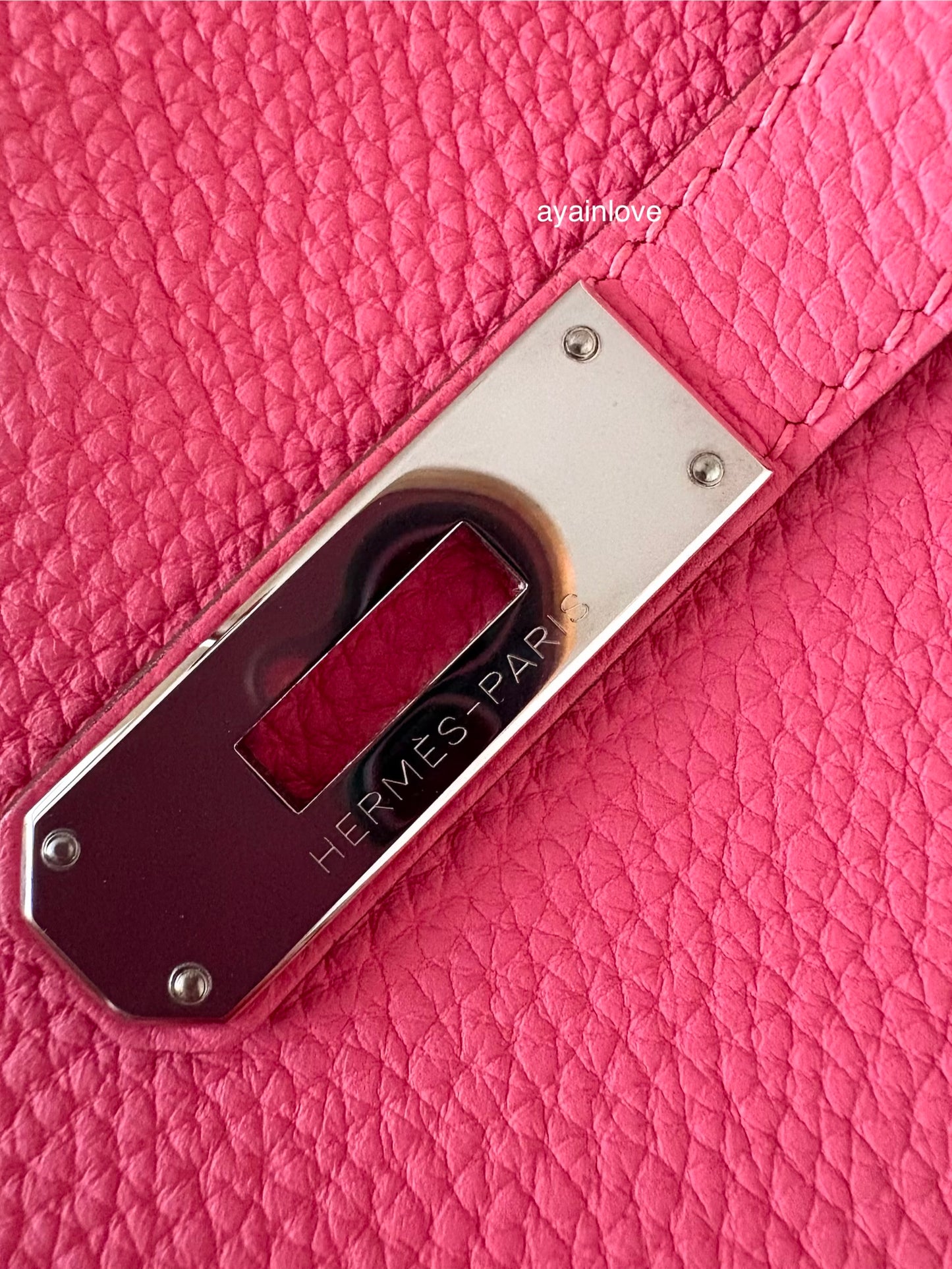 HERMES Kelly 35 Pink Rose Lipstick Togo Palladium Hardware Q Square Stamp