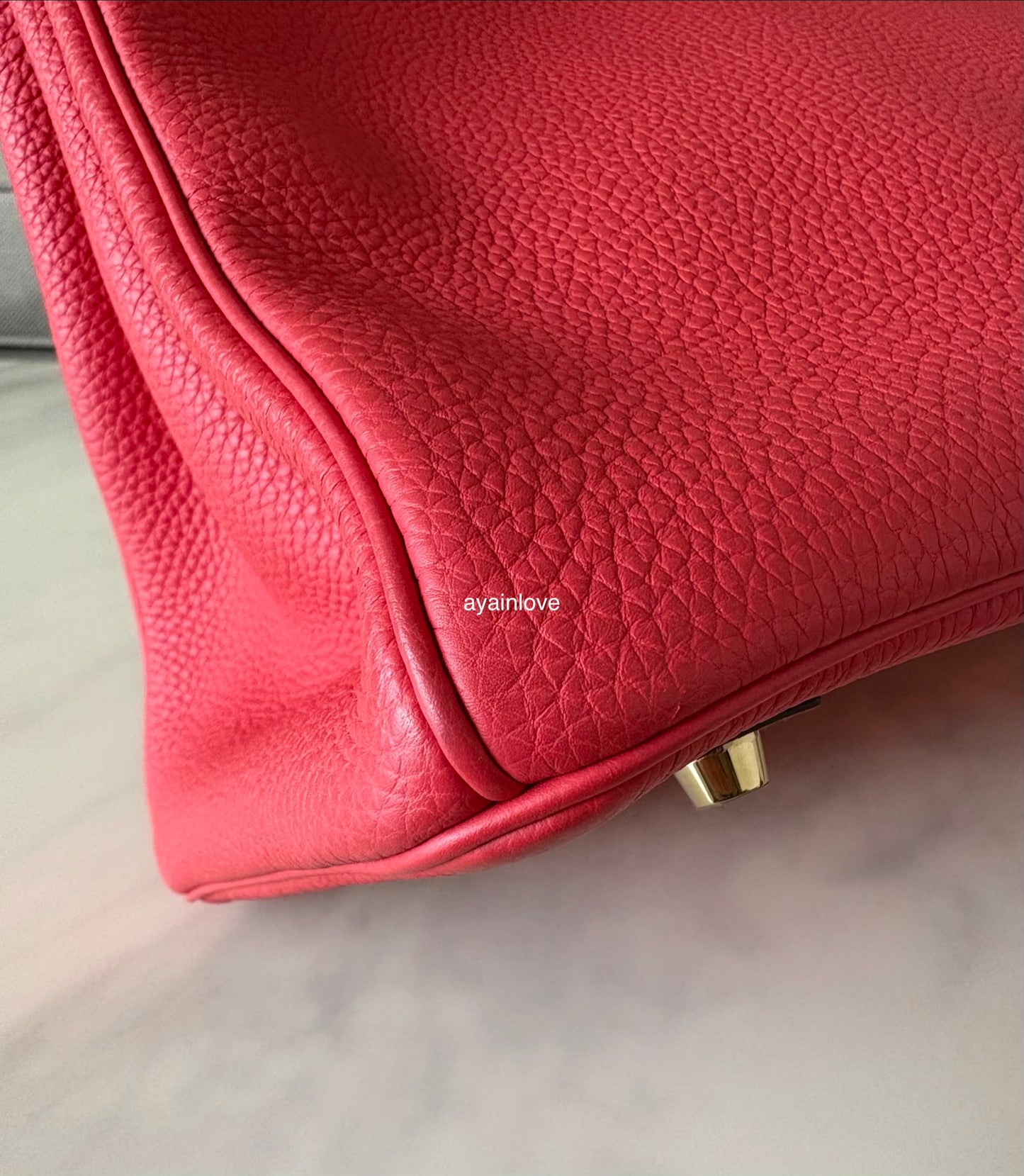 HERMES Birkin 35 Togo Rouge Pivoine Gold Hardware R Stamp