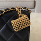 CHANEL 23S Black Caviar Wallet on Chain with Bag Charm Gold Hardware