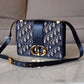 DIOR Montaigne 30 Blue Oblique Jacquard Medium Flap Bag Gold Hardware