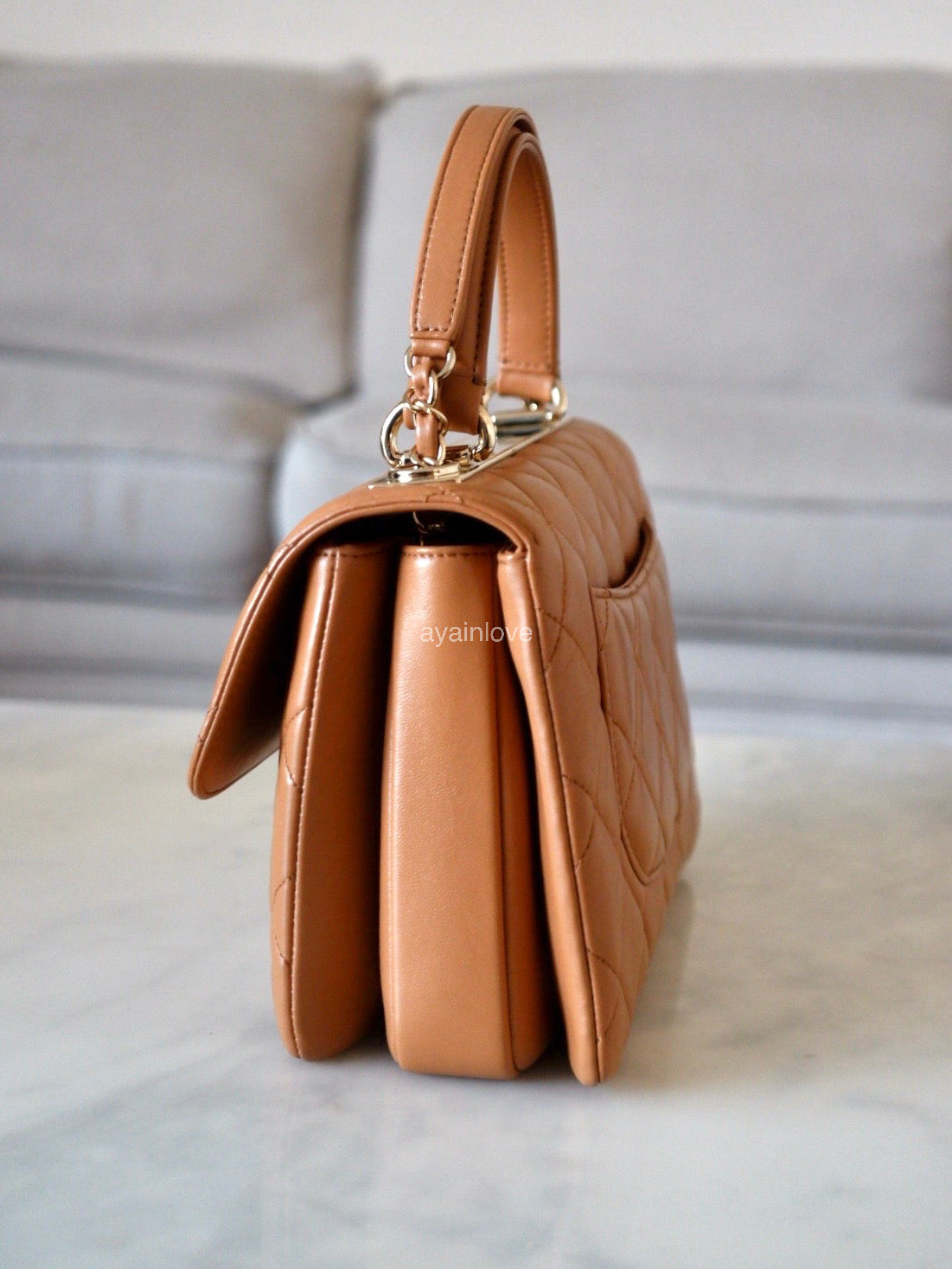 CHANEL Dark Beige Small Trendy Flap Bag Light Gold Hardware