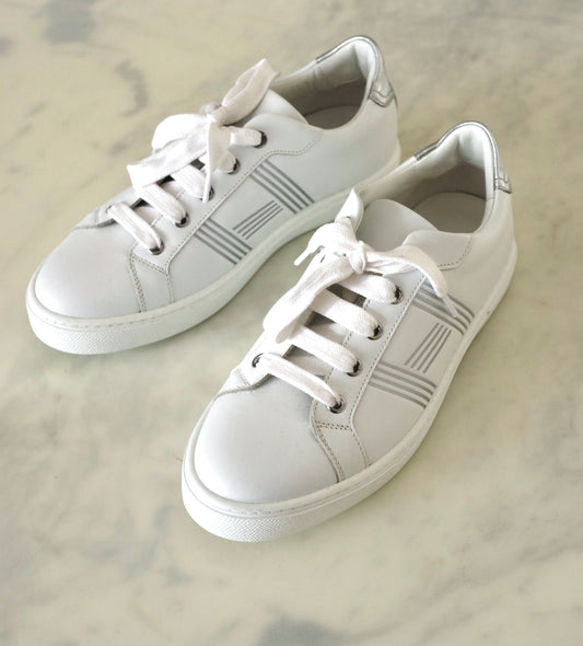 HERMES White Leather Avantage Sneakers Trainers Shoes Size 38 EU