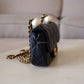 CHANEL 24S Black Lambskin Twin Pearls Quilted Mini Flap Bag Adjustable Gold Hardware