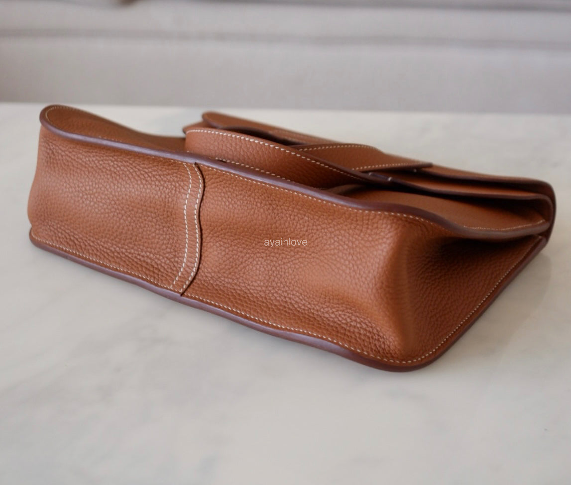 HERMES Halzan 31 Gold Clemence Gold Hardware D Stamp