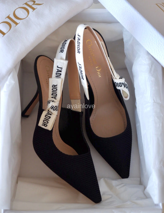 DIOR J’adior Black Slingback Pump Shoes Size 36.5
